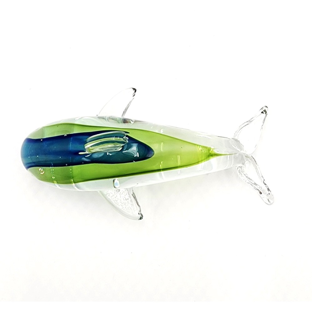 Vintage Murano Sommerso Glass Dolphin Figurine Blue Green Italian Art Glass 6" - Picture 5 of 8